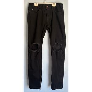 MNML Black Distressed Straight Jeans